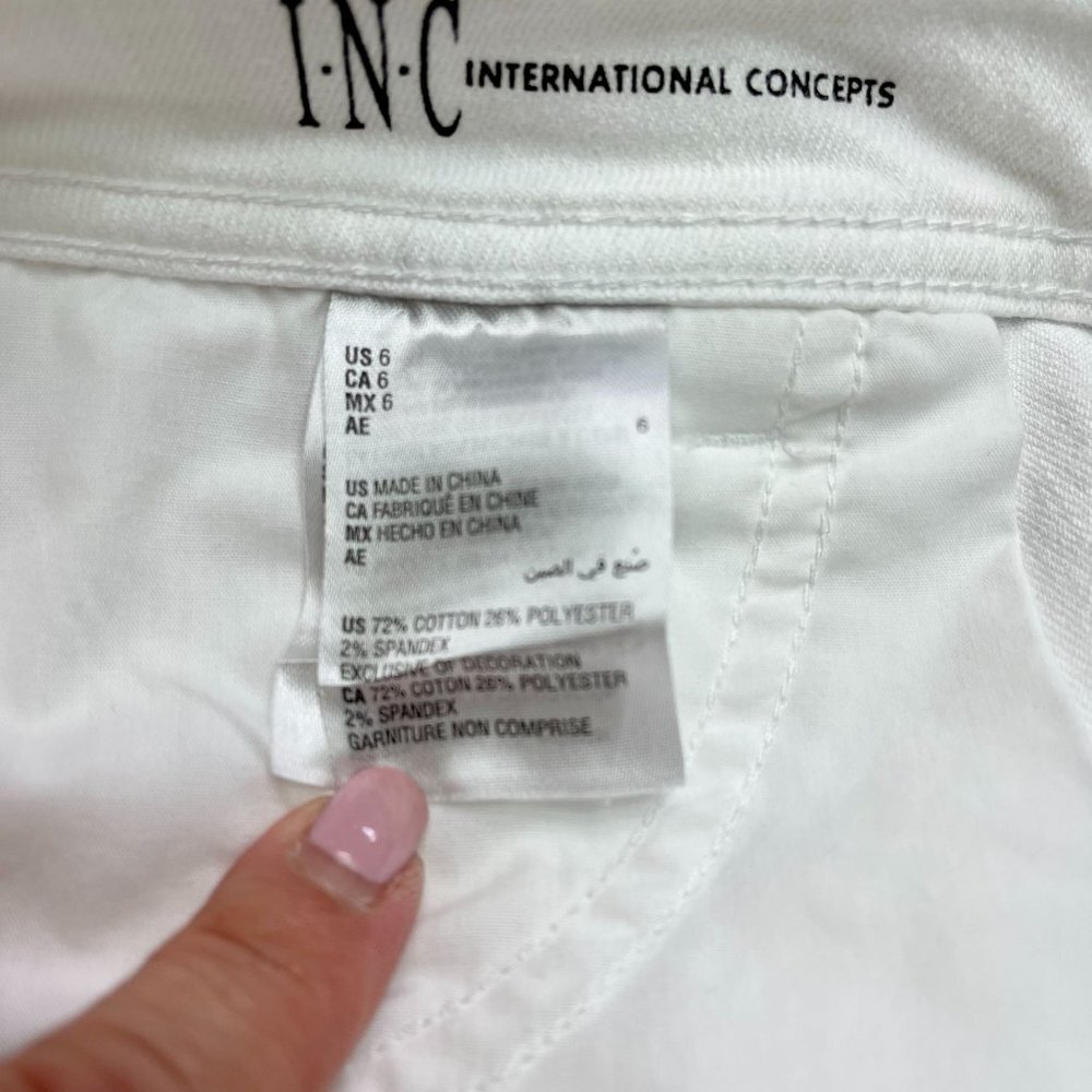 INC International Concepts Women’s White Mid-Rise Denim Bermuda Shorts - Picture 6 of 11